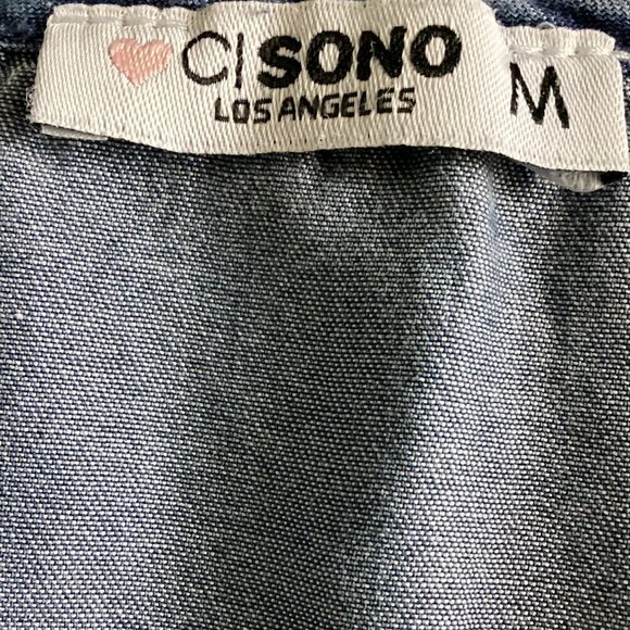 Ci Sono Los Angeles Chambray Short Romper Jumpsuit  M Blue #144i - Picture 7 of 8